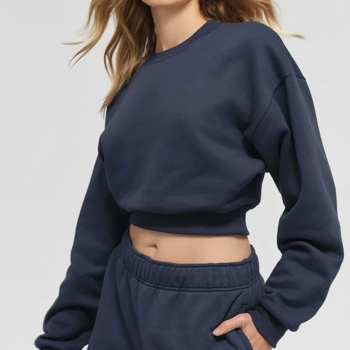 Women's autumn and winter sports sweatshirt, loose fit, round neck, waist-cinching, fitness sports jacket, casual versatile fleece sports top