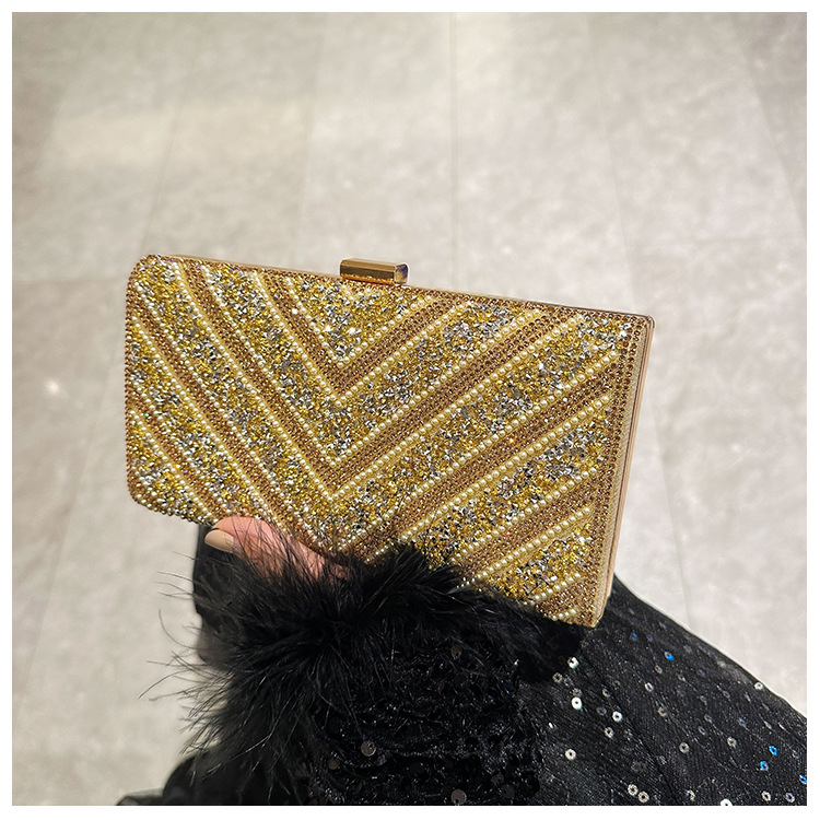 2025 Cross-border new dinner bag, European and American women's handbag, diamond-encrusted banquet clutch, evening dress bag, women's bag undefined