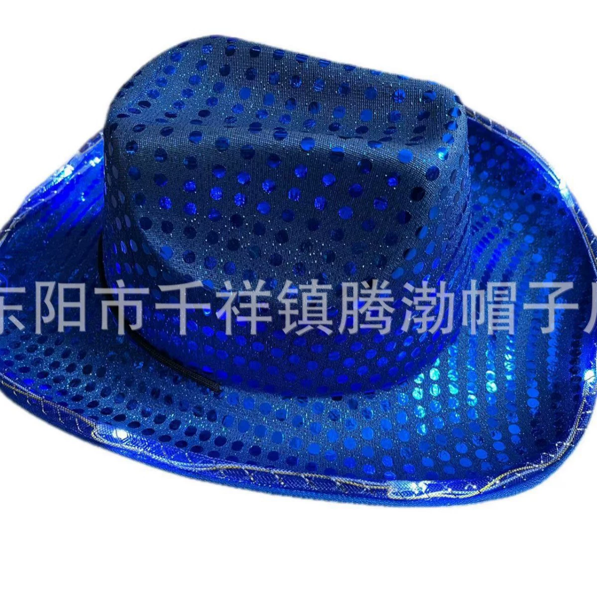 Factory direct LED sequins glowing western denim hat Halloween performance hat jazz hat colorful denim hat