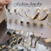 Pearl Drop Earrings Set For Women Fashion Gold NEW Jewelry