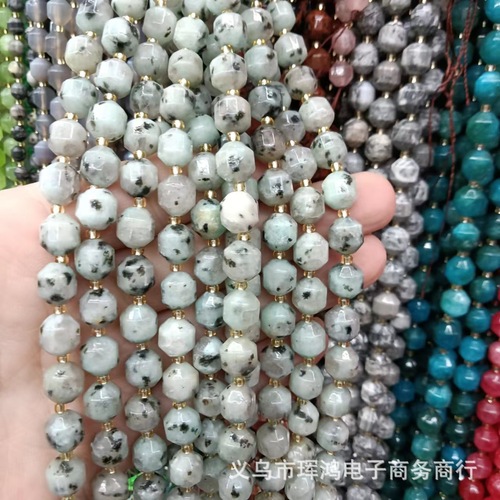 Agate cut surface natural stone corner round road opening scattered beads semi-finished DIY jewelry accessories wholesale