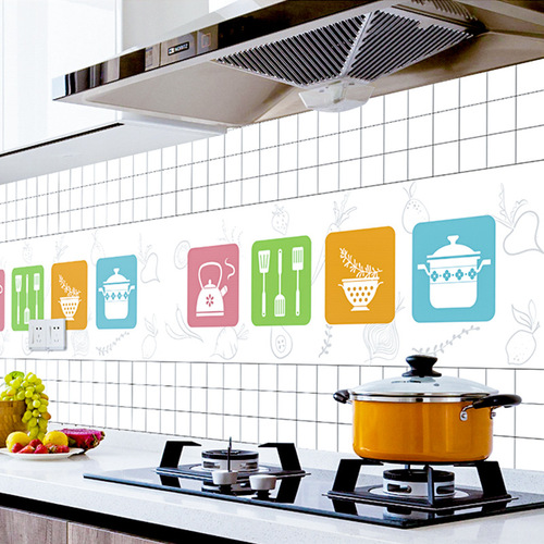 Kitchen oil-proof stickers self-adhesive waterproof smoke and moisture-proof range hood wallpaper cabinet stove table renovation wall wall stickers