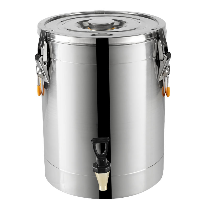 Cubo aislado de acero inoxidable 304 Cubo de hielo de gran capacidad para puestos en el mercado nocturno Cubo de arroz aislado comercial engrosado de doble capa Cubo de té con leche