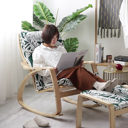 3l Nordic Bonn rocking chair, happy chair, solid wood deck chair, summer rocking chair, lazy pregnant woman chair, balcony leisure chair, simple