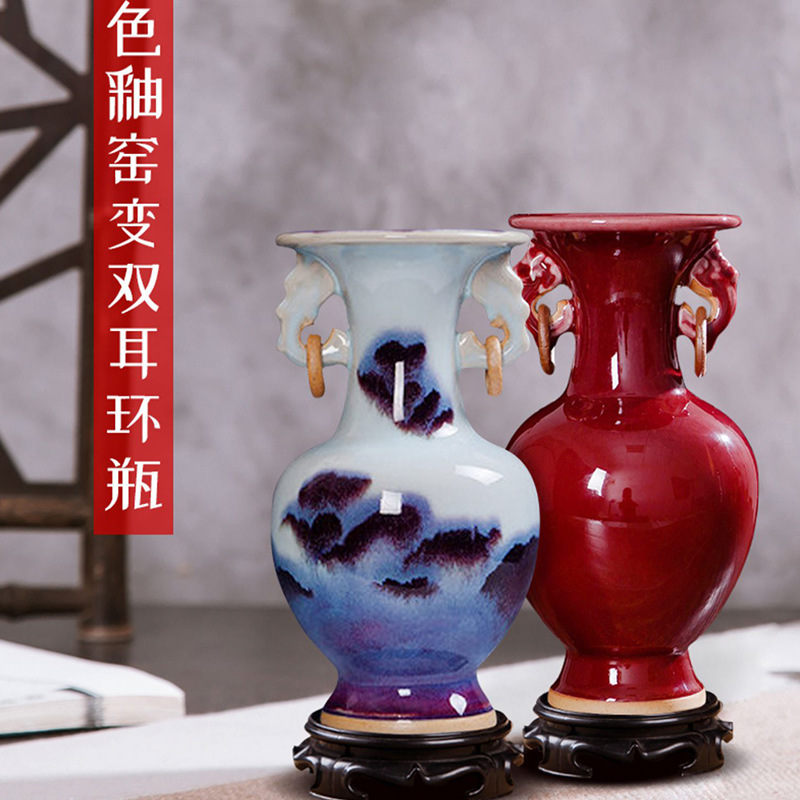 景德鎮陶瓷器花瓶擺件客廳插花中式博古架裝飾品青花瓷瓶小工藝品