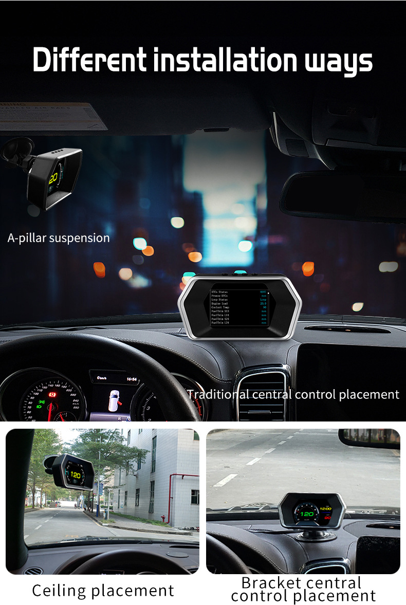 P17 Head-Up Display OBD+(GPS+Beidou) 4.3inch LED Color LCD Screen Display 5V USB Universal