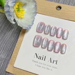 鏤空夢幻蝴蝶半手工穿戴甲清新純真紫色漸變美甲貼片顯白假指甲