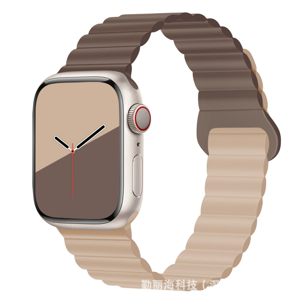 Силиконовый магнитный ремешок для Apple Watch iWatch 10/AppleWatch 9, двухцветный, размеры 38/40/41 & 42/44/45/49 мм