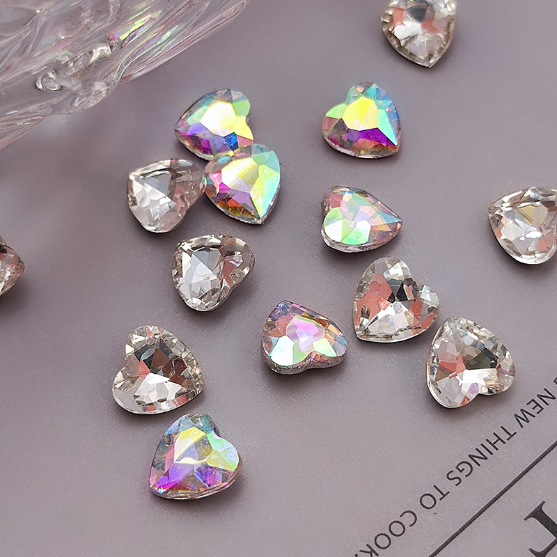 10mm尖底桃心钻爱心钻水晶玻璃宝石钻diy贴钻材料发饰品配件Z353