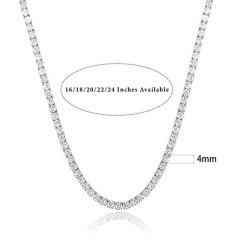 18kホワイトゴールドメッキ4爪2mm3mm4mm5mm6mmジルコンテニスネックレス首チェーンファッション潮アマゾン爆発金