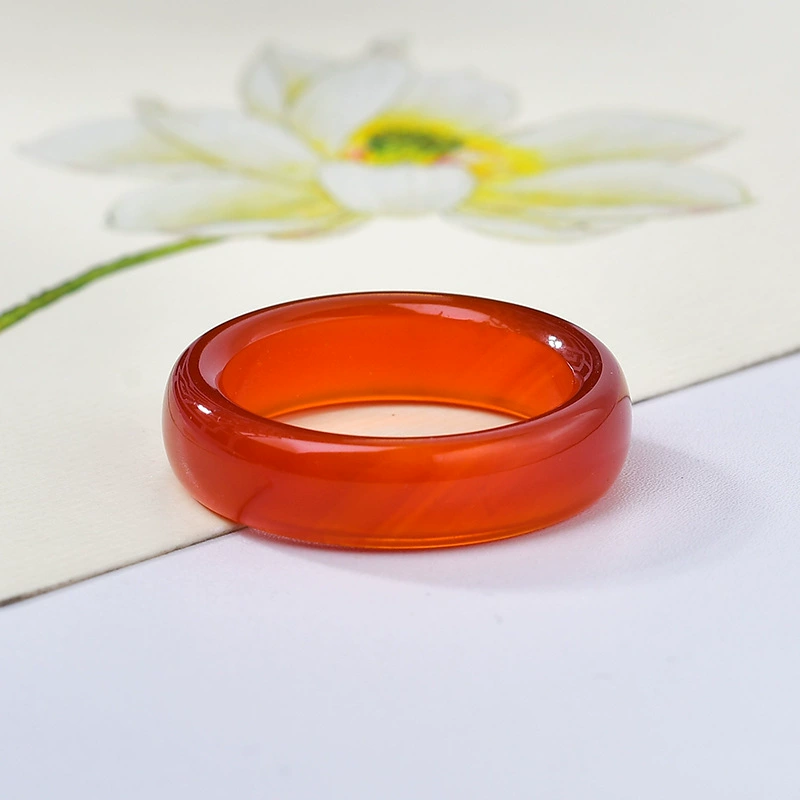 Agate Ring, organic agate with white-jade ice effect, sizes 15–18 (random color)