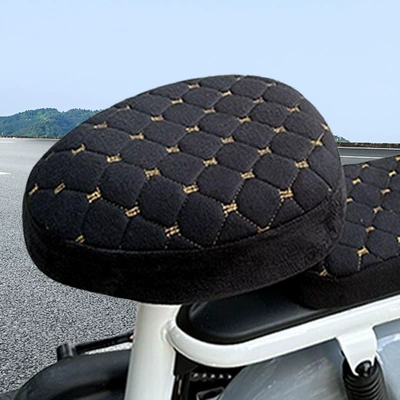 Fall/Winter Electric Vehicle Seat Cover fleece-lined Thickened Yadi Emma Electric Bicycle Universal Cushion Battery Car Warm Cover (Electric car cushion) - black-round-head-front-seat-cover