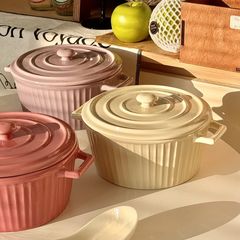 インス風セラミック家庭用高価値大型スープボウル両耳カバー付きカタツムリヌードルボウル大容量大ボウル