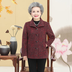 高齢者春装コート女性70歳80母妻ジャケット風衣90祖母モデル春秋ラシャコート