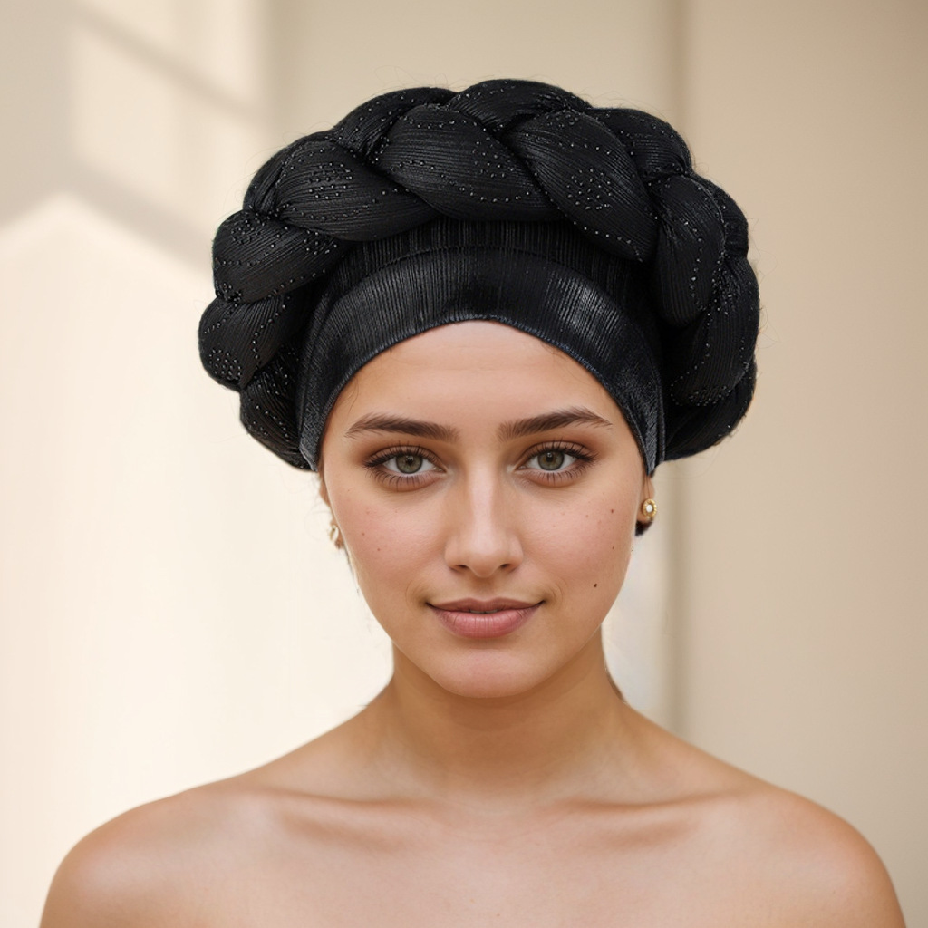 Turban hijab musulmano alla moda con treccia e strass_voghion.com