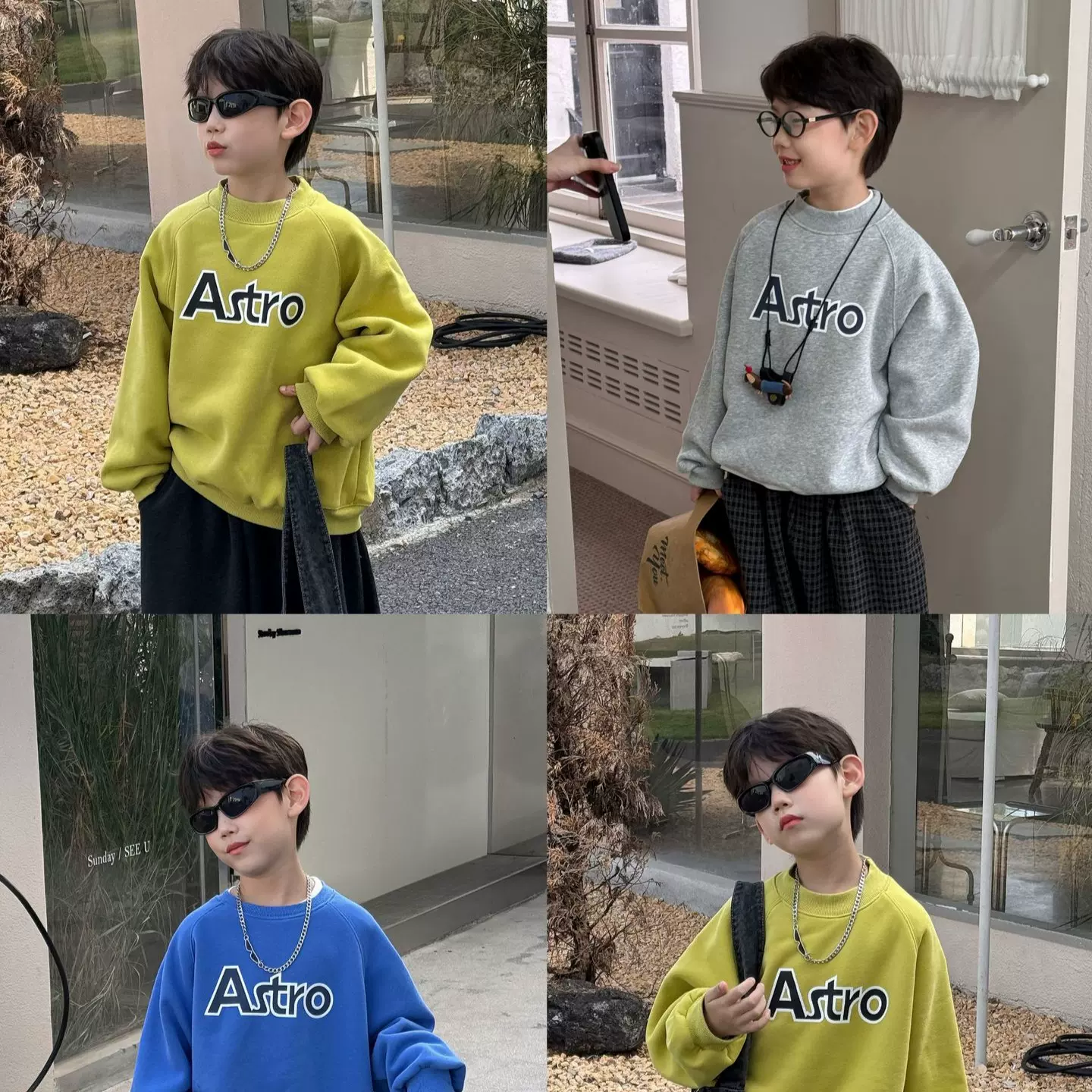 泰如2025冬季新款韩版男童时尚加绒加厚保暖百搭卫衣儿童上衣潮