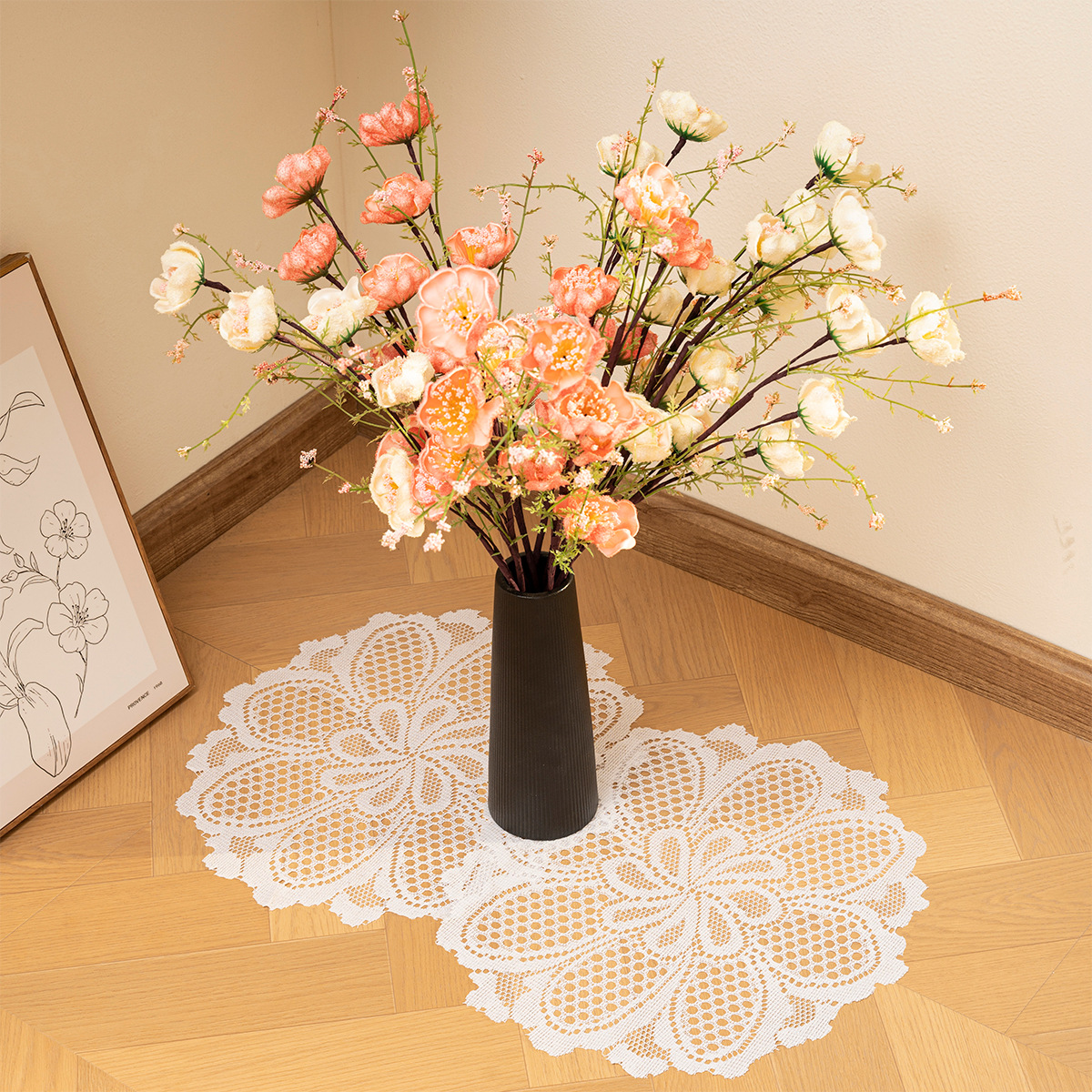 Encaje tejido por urdimbre transfronterizo margarita redonda mantel de flor de la perla servilleta del hotel mesa de centro para el hogar mantel TEMU