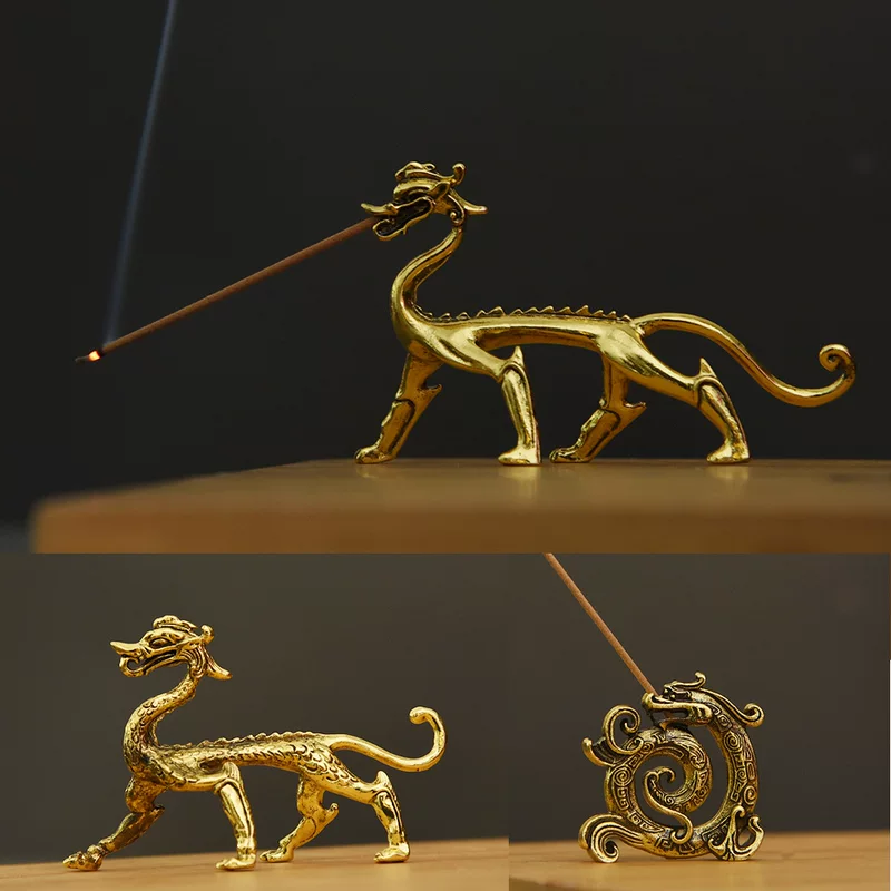 Подставка для благовоний из смолы «Дракон», старозолотистая, 8,3×3,2×5,2 см