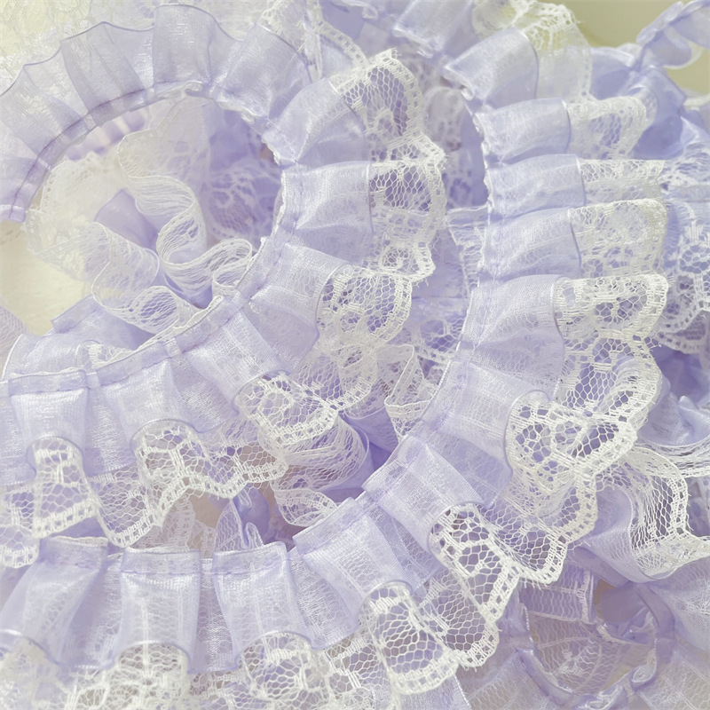 5cm 라벤더 Pleated Lolita Ruffled 레이스 스커트 커프 앞치마 목회 홈 레이스 액세서리