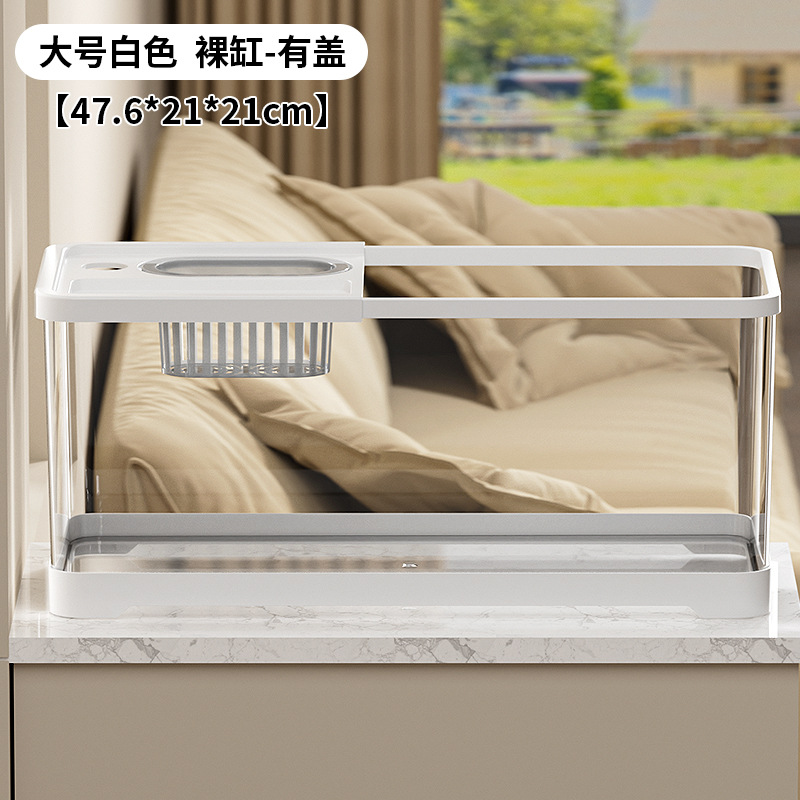 Tanque de tortuga, sala de estar del hogar con luz, tanque de alimentación de tortuga ecológica, escritorio de oficina, caja de peces de colores de paisaje pequeño de alta transparencia