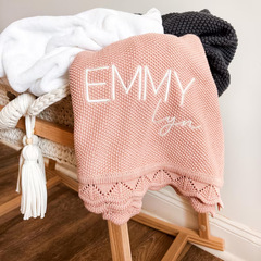 etsy パーソナライズされた刺繍名ベビーブランケット男の子と女の子用ニットブランケットベビー防風カバーラップ