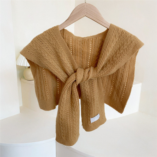 Autumn and winter air-conditioned room shoulder shawl with Internet celebrity shirt warm knotted knitted wool fashion scarf for women