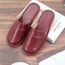 头层牛皮包头平底拖鞋内外真皮拖鞋春秋四季男女老人室内家居家用