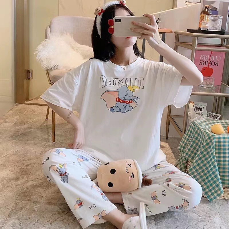 Pijamas para mujer 2025 nuevo estilo ins verano pantalones de manga corta traje de dos piezas dibujos animados lindo primavera y otoño servicio a domicilio