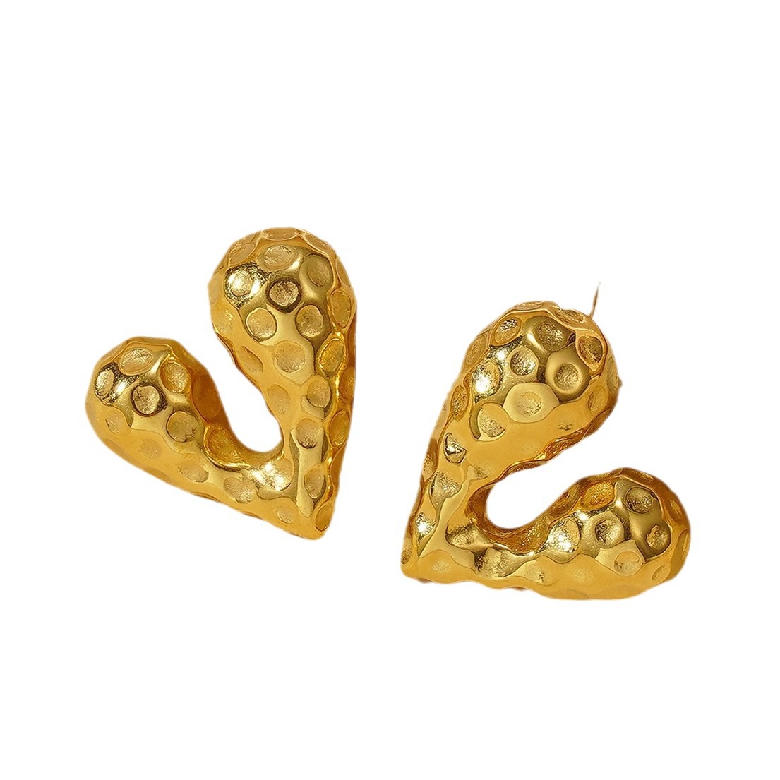 Europa y los Estados Unidos nuevos aretes de diseño de alto nivel de amor irregulares de nicho simple acero de titanio chapado en oro joyas de moda auriculares