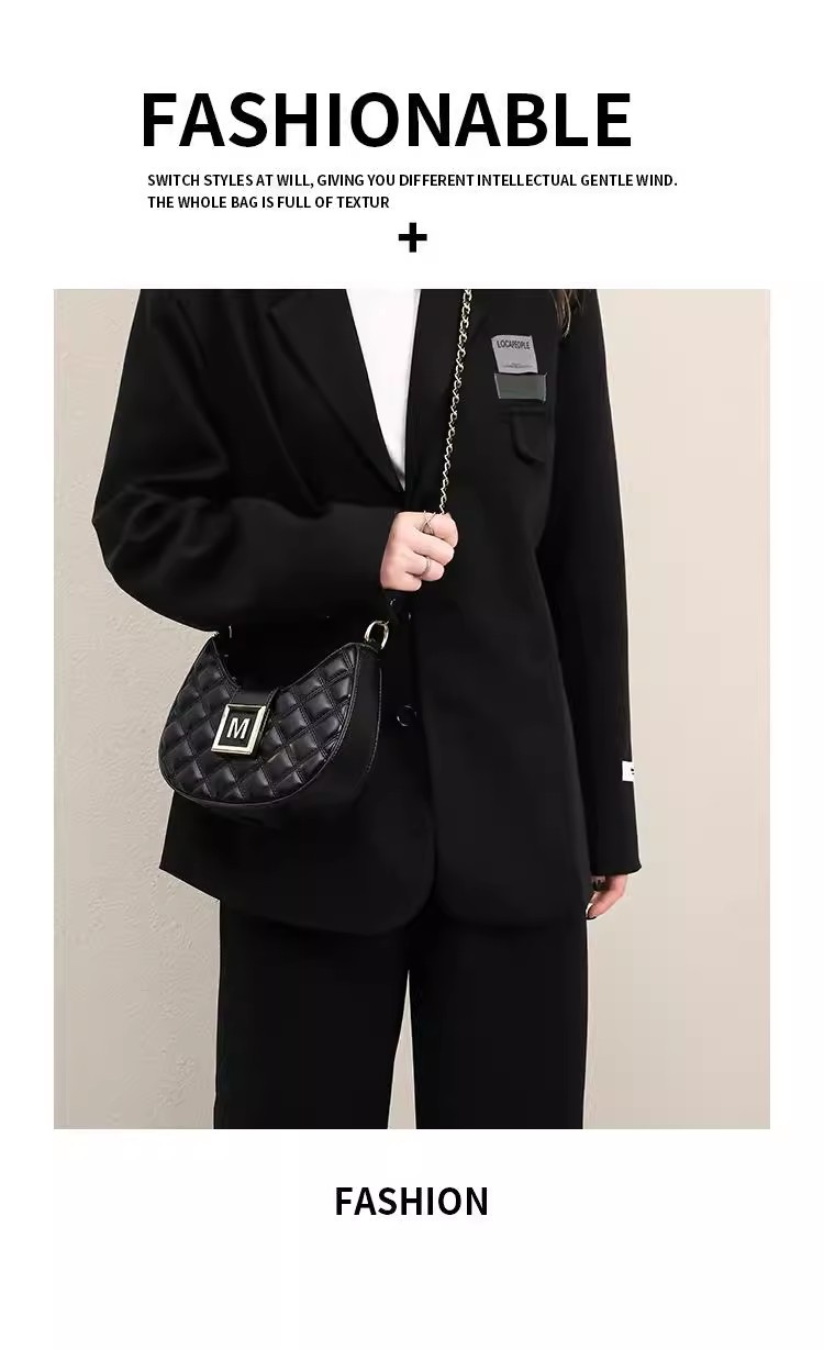 Advanced feeling for women 2023 new fashion Lingge single shoulder underarm bag versatile niche texture chain_voghion.com