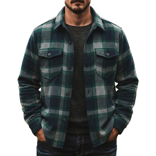 Autumn/Winter Men's Clothing - European and American Classic Check Pattern Shirt - Outdoor Long-Sleeve Men's Shirt A0702