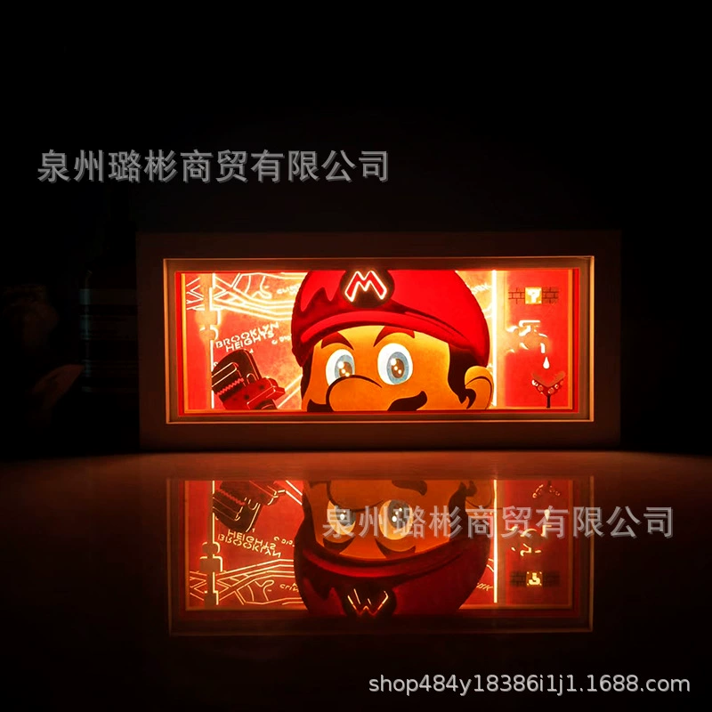 Бумажный резной светильник One Piece Luffy, деревянная рамка, настольный ночник, монохром/ RGB