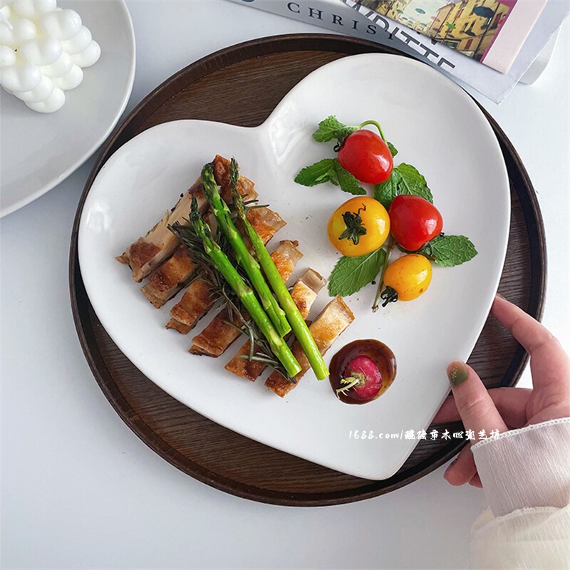 [Ritual Romantic Love Plate] ins Korean Solid Color Ceramic Western Food Plate Salah Plate Fruit Plate Wholesale