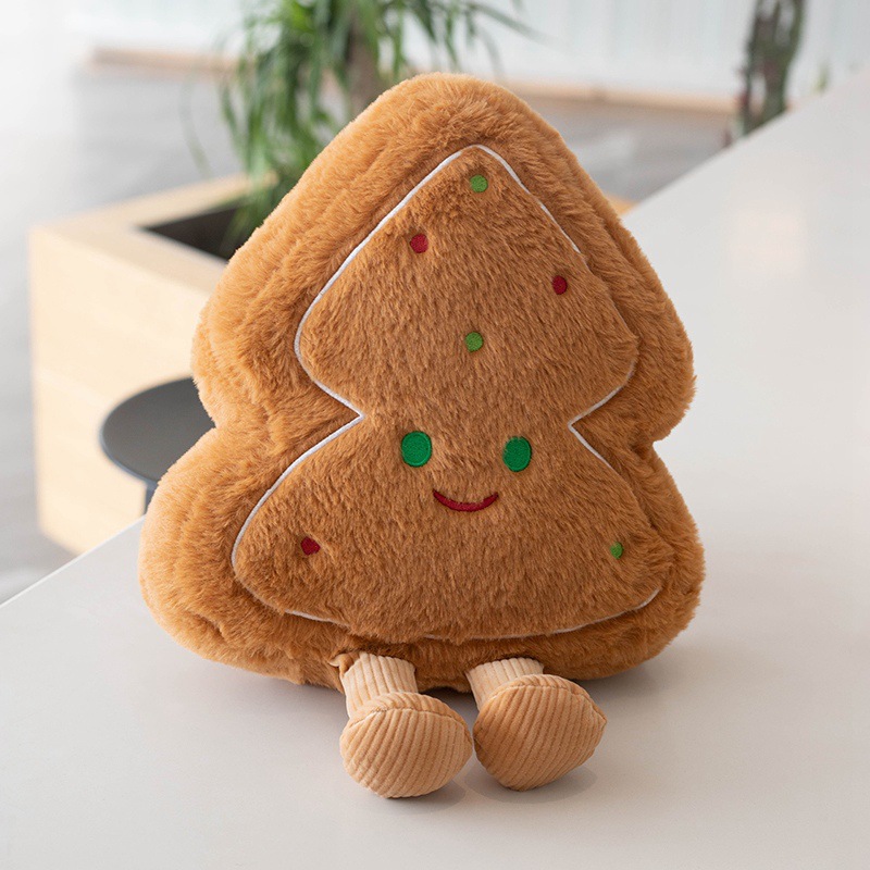 Gemütliches Plüschkissen mit Karamellstern und -baum – Lustiges, von Keksen inspiriertes Weihnachtsgeschenk für Kinder und Jugendliche_voghion.com