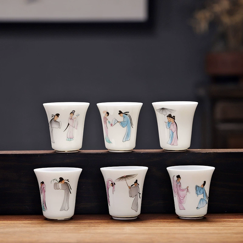 Dehua suet Нефритовая фарфоровая чайная чашка Одиночная чашка чайная чашка новая Персонализированная творческая простая чашка чая кунг-фу оптом