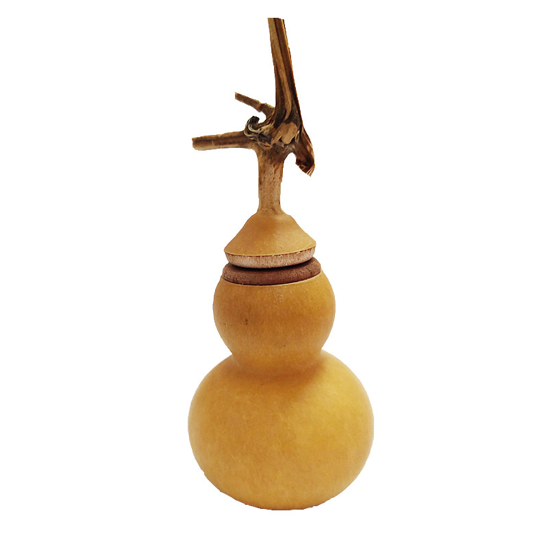 Natural gourd with peach wood inlay, open gourd stopper, gourd accessories, copper coins, five emperor coins, gourd handicrafts