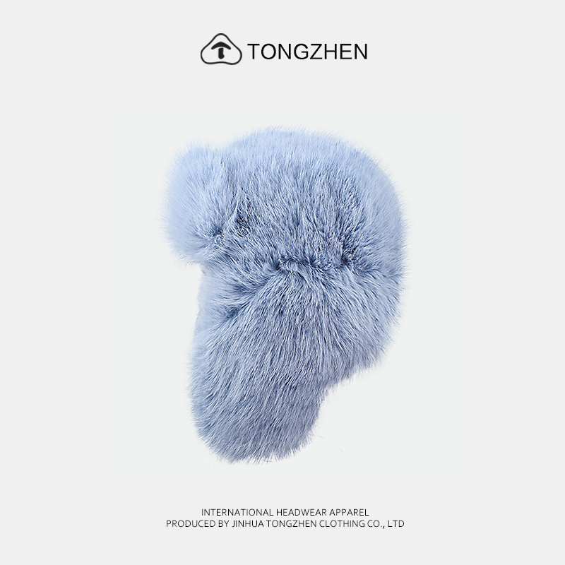 Cappello lei feng blu da donna invernale caldo con paraorecchie_voghion.com