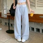 夏季宽松显瘦条纹阔腿裤