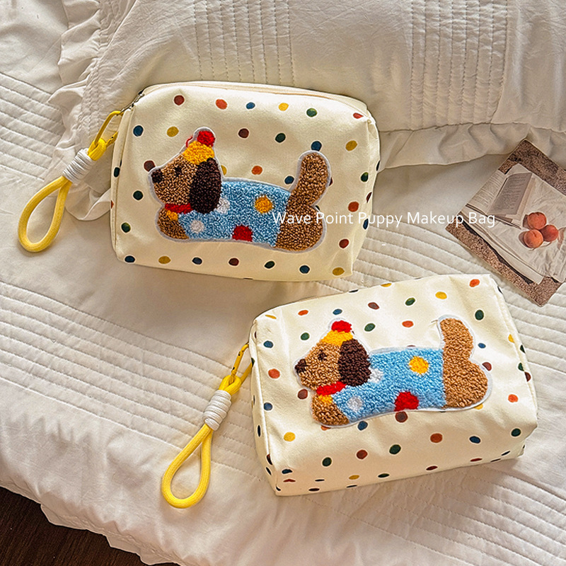 2025 New Cute Puppy Large Capacity Portable Travel Wash Bag Handbag Cosmetic Bag Storage Bag for Women