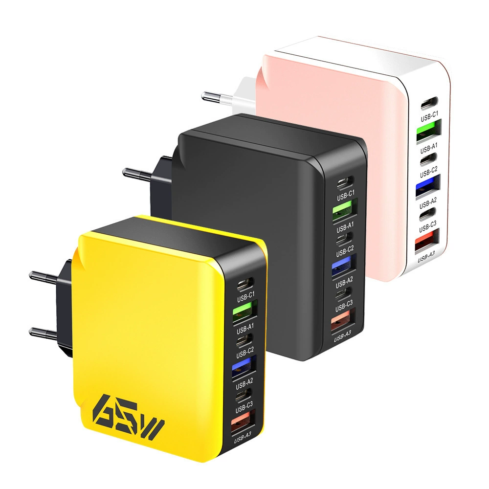 Зарядное устройство 3PD+3USB с множеством портов, европейская, американская и британская совместимые насадки, адаптер 65 Вт