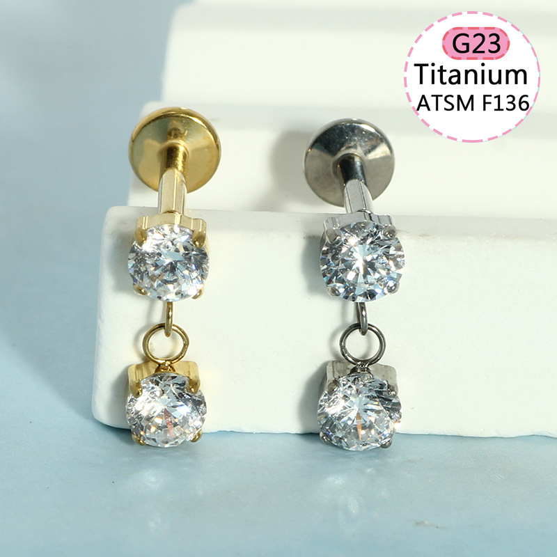 Pointed titanium steel lip stud product view