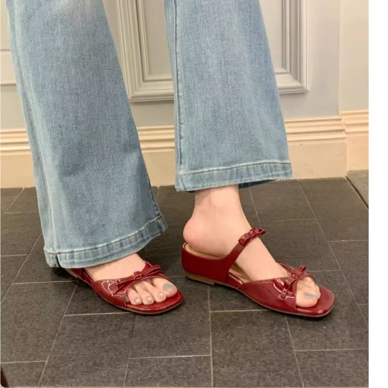 2026 nueva primavera y verano nicho de altura superficial suave arco de viento pendiente talón de dedos expuestos zapatillas de mujer image 8