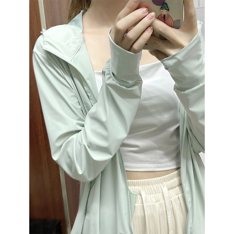 Green Ice Silk Sun Protection Clothing for Women, 2026 New Summer Style, Loose Thin Jacket, Uv Protection Sun Protection Clothing, Very Beautiful