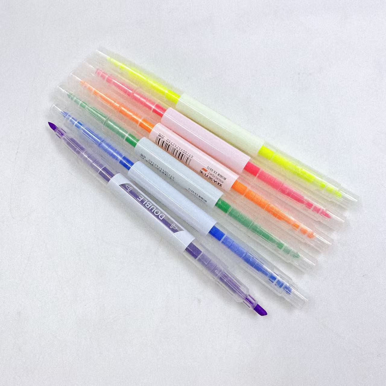 Bolígrafo fluorescente de doble cabeza, bolígrafo fluorescente para estudiantes con bolígrafo de color para tomar notas, bolígrafo de color pálido especial para rasgar