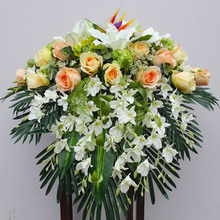 讲台花花挂钩下垂会议桌花台发言台演讲台假花摆放套装