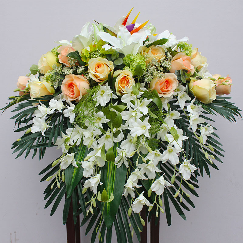 讲台花花挂钩下垂会议桌花台发言台演讲台假花摆放套装