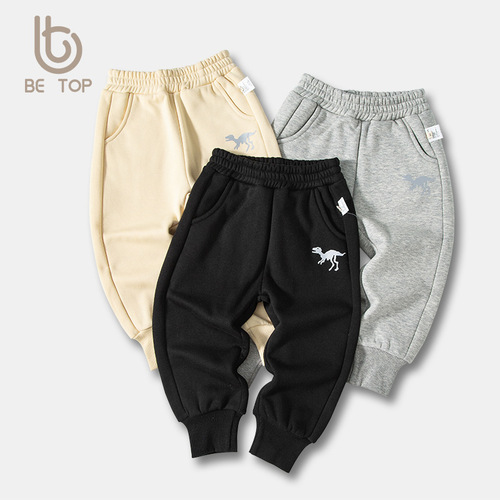 Korean children's spring fashion brand new children's sport pants with thermal lining, boys' casual pants, baby long pants, one-time dropshipping