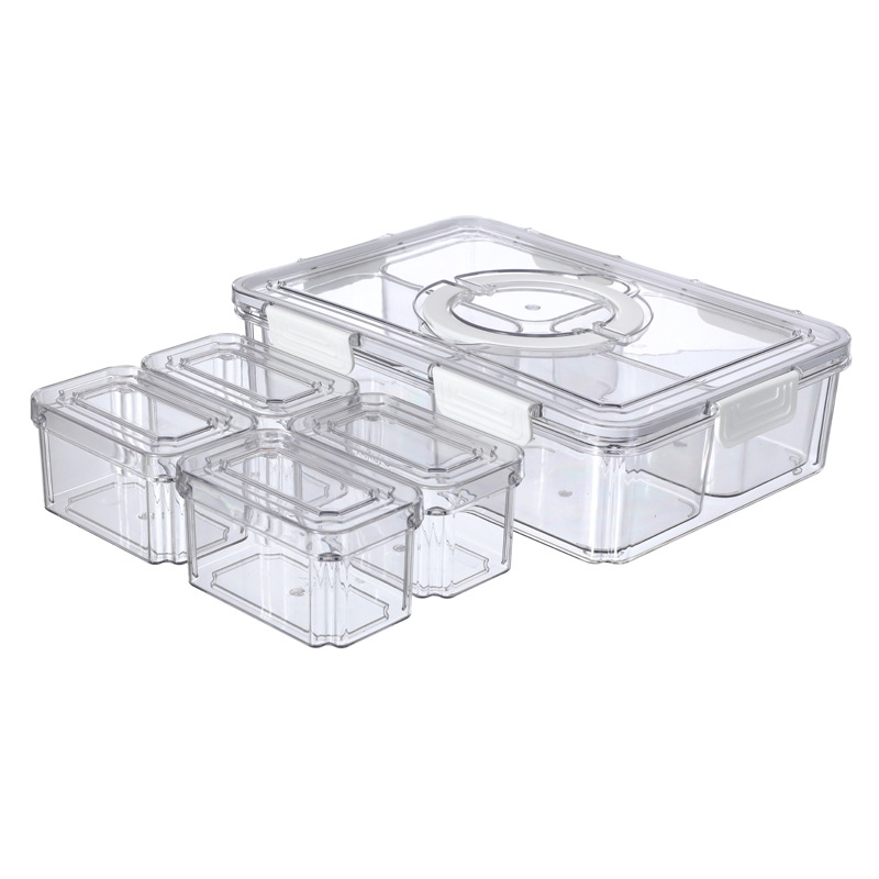 Refrigerador caja de almacenamiento de calidad alimentaria clasificación de frutas y verduras crisper 9-pieza portátil PET transparente cocina organización caja