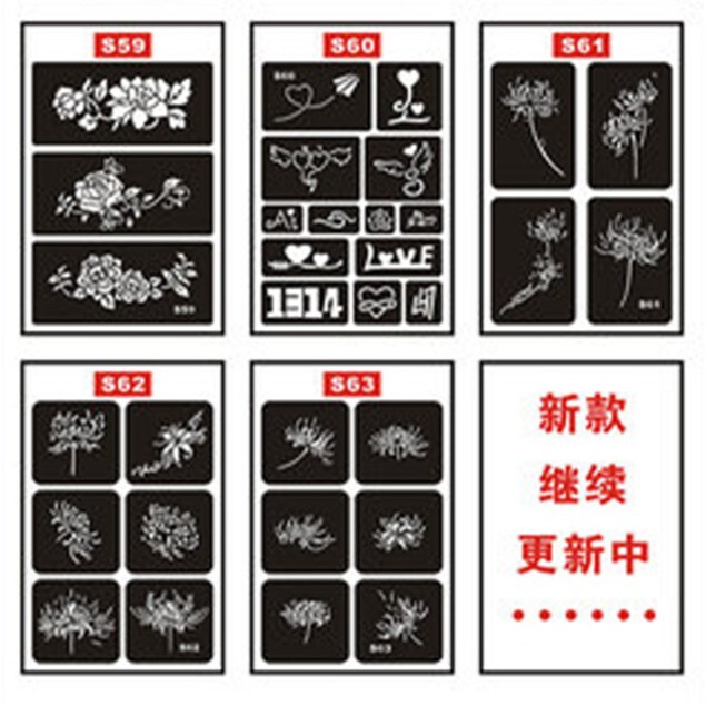 Hina body painting tattoo stickers herbal tattoo embroidery hollow template European and American spray painting tattoo mold hand painted tattoo