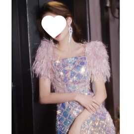 晚礼服女2026新款宴会气质感轻奢小众成人礼主持人亮片春